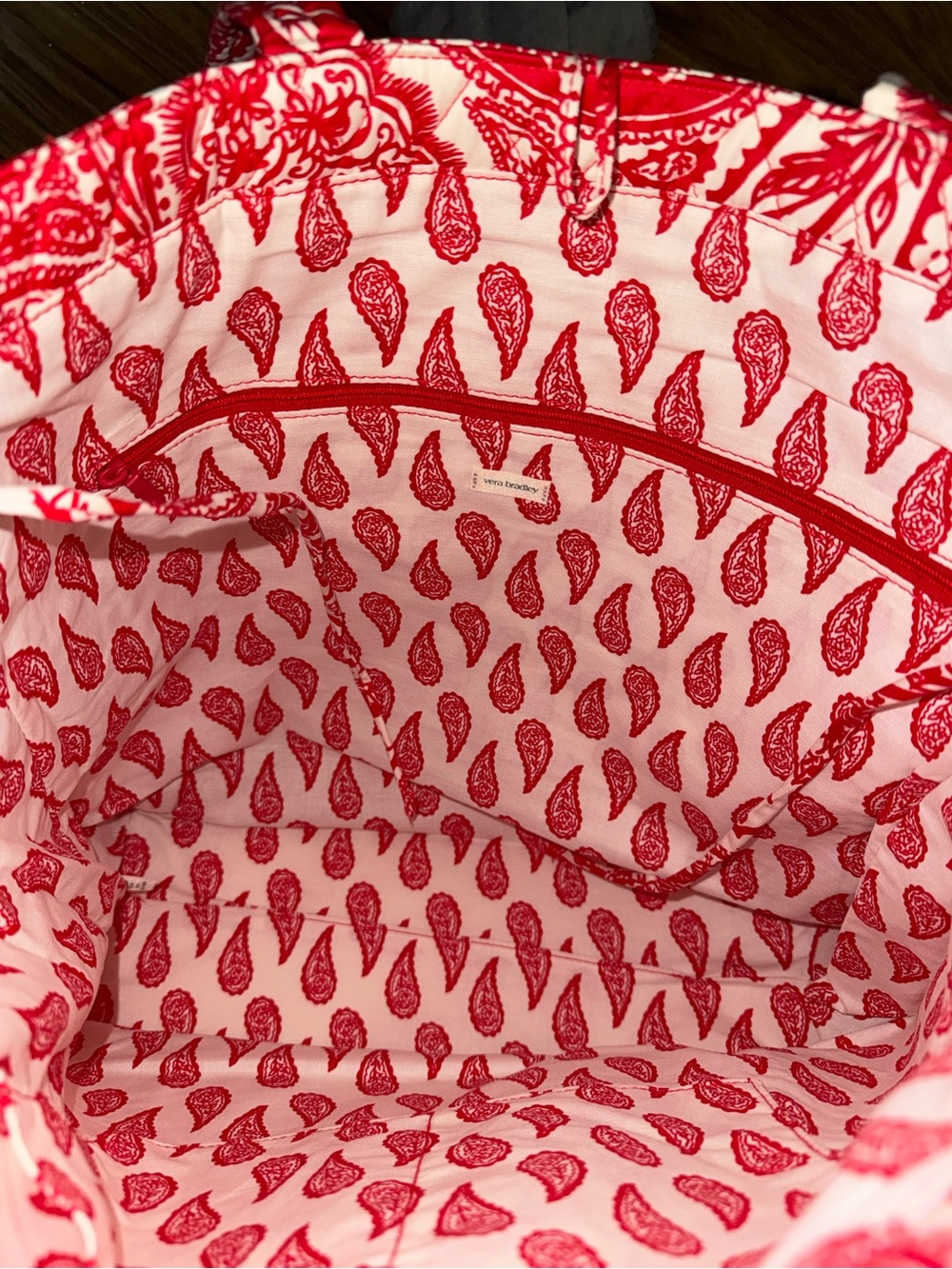 Vera Bradley Red and White Paisley Key Quilted Tote - Picture 5 of 5